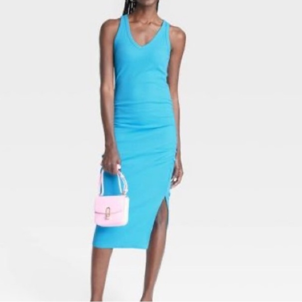 A New Day Women's Vibrant Blue Rib Knit Midi Dress